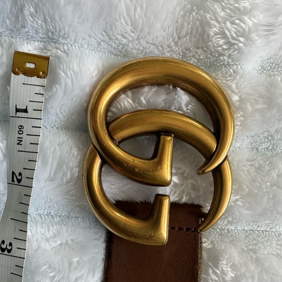 Gucci Brown Leather Belt with Gold Double G Buckle - Picture 6 of 12